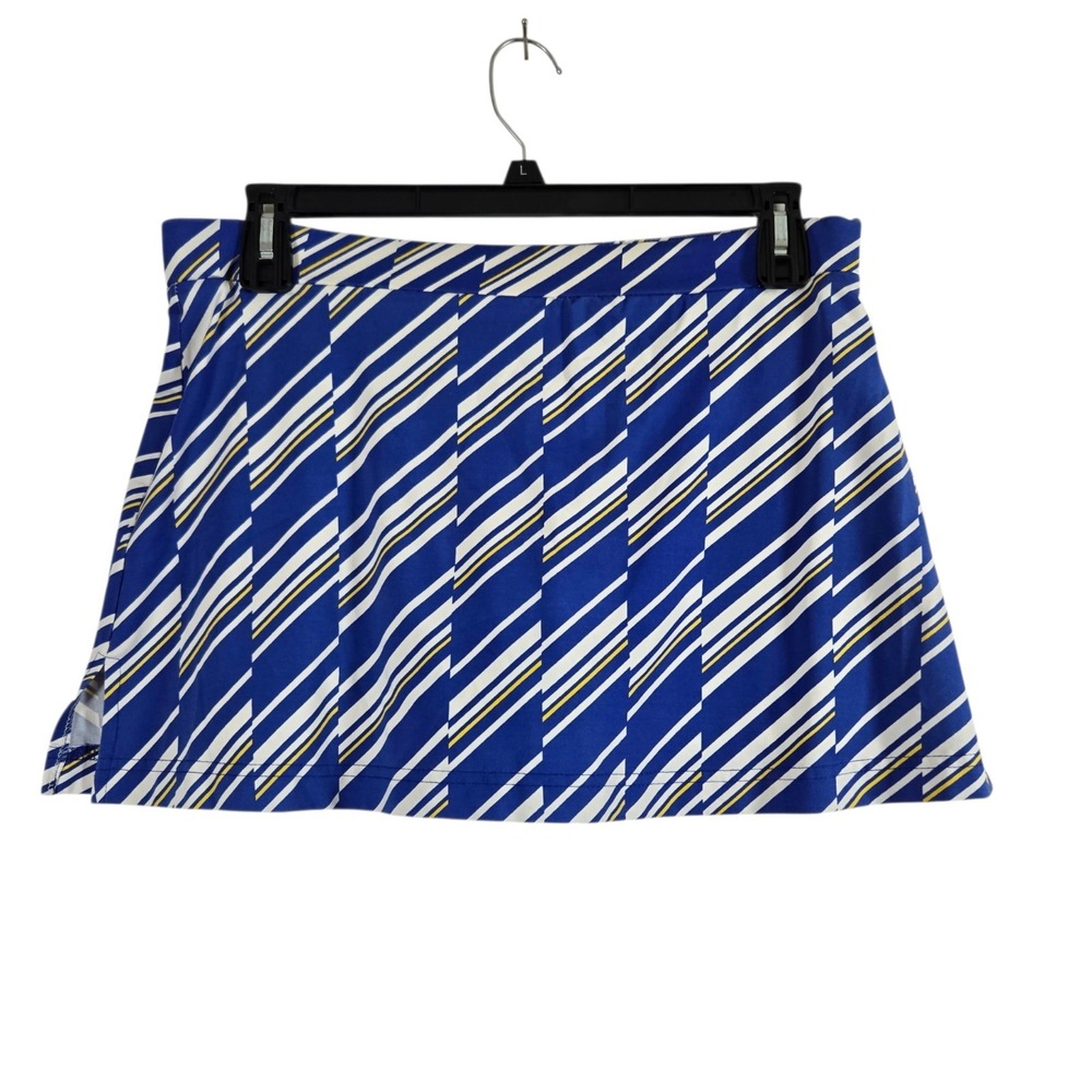 LBH Golf Skort Womens Large Blue Yellow Striped Elastic Waist Stretch Knit - Picture 8 of 8